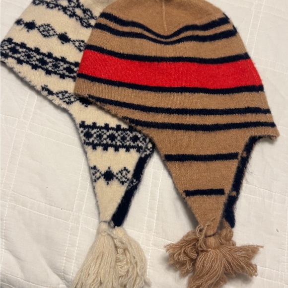aerie Accessories - Aerie Striped Beanie Duo - Tan, and Cream